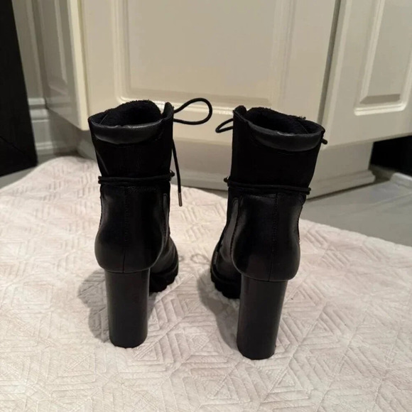 Black Leather Lace Up  Booties, RUDSAK, Size 37 - Picture 5 of 7